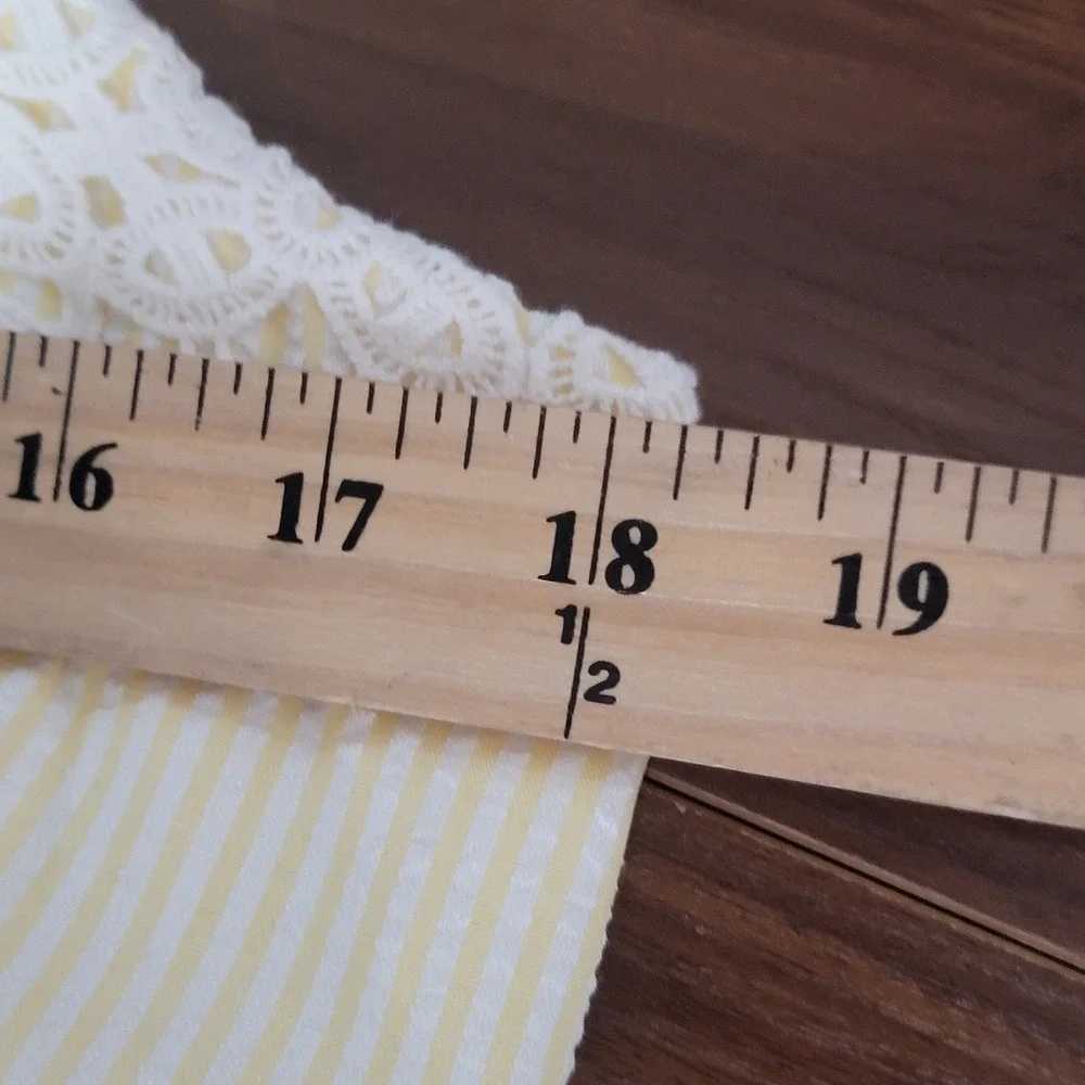 London Times Sheath Dress 14 Yellow Seersucker Lace Trim Preppy Coastal Vintage - Picture 9 of 10